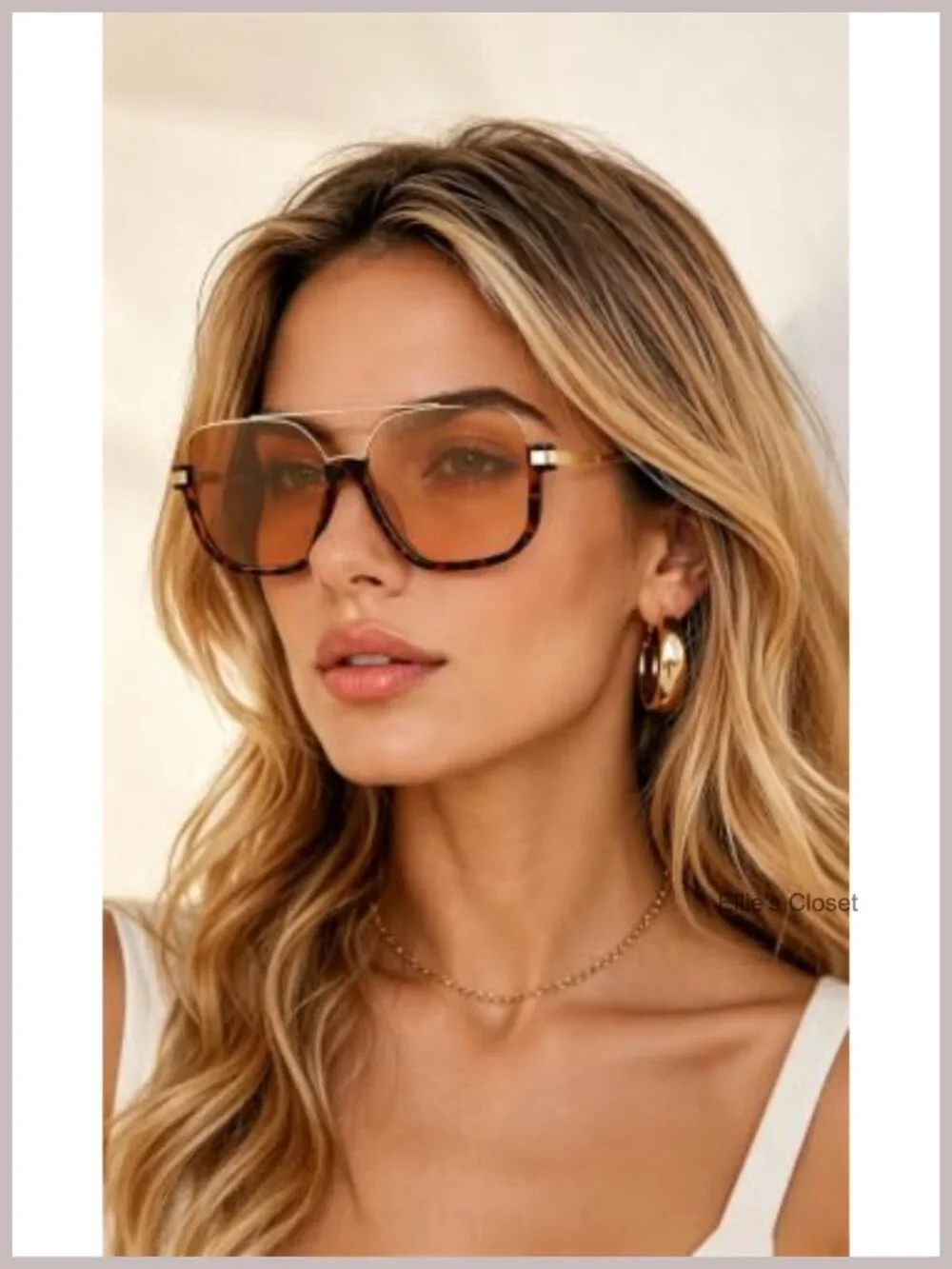 Oversized Square Semi-Rimless Aviator Sunglasses UV400 TAC Lenses